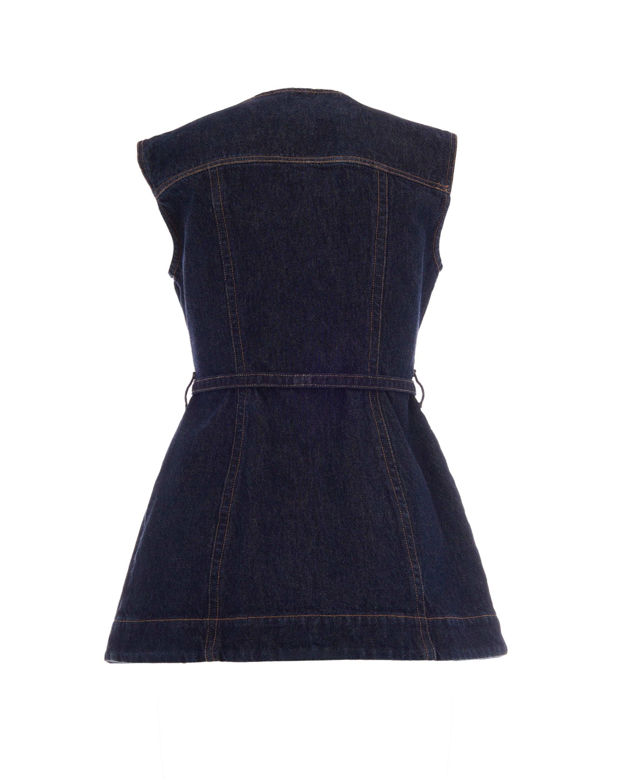 Sleeveless top in authentic indigo denim
