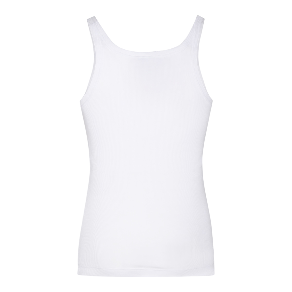 Fitted White Sleeveless Top with Scoop Neckline