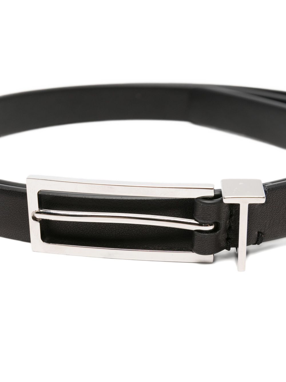 Black Calf Leather Belt With T-Loop Buckle