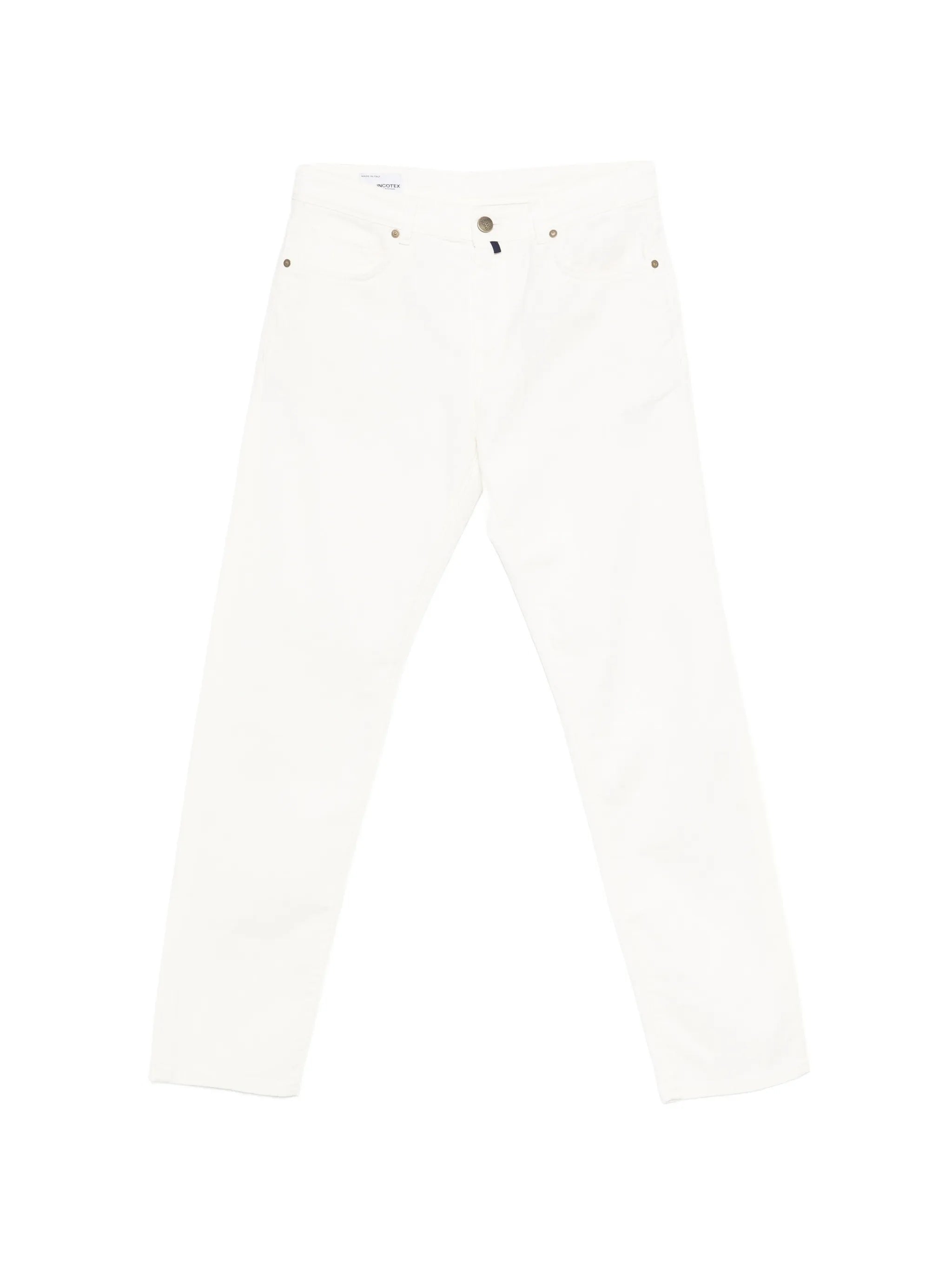 White Straight-Leg Casual Cotton Pants