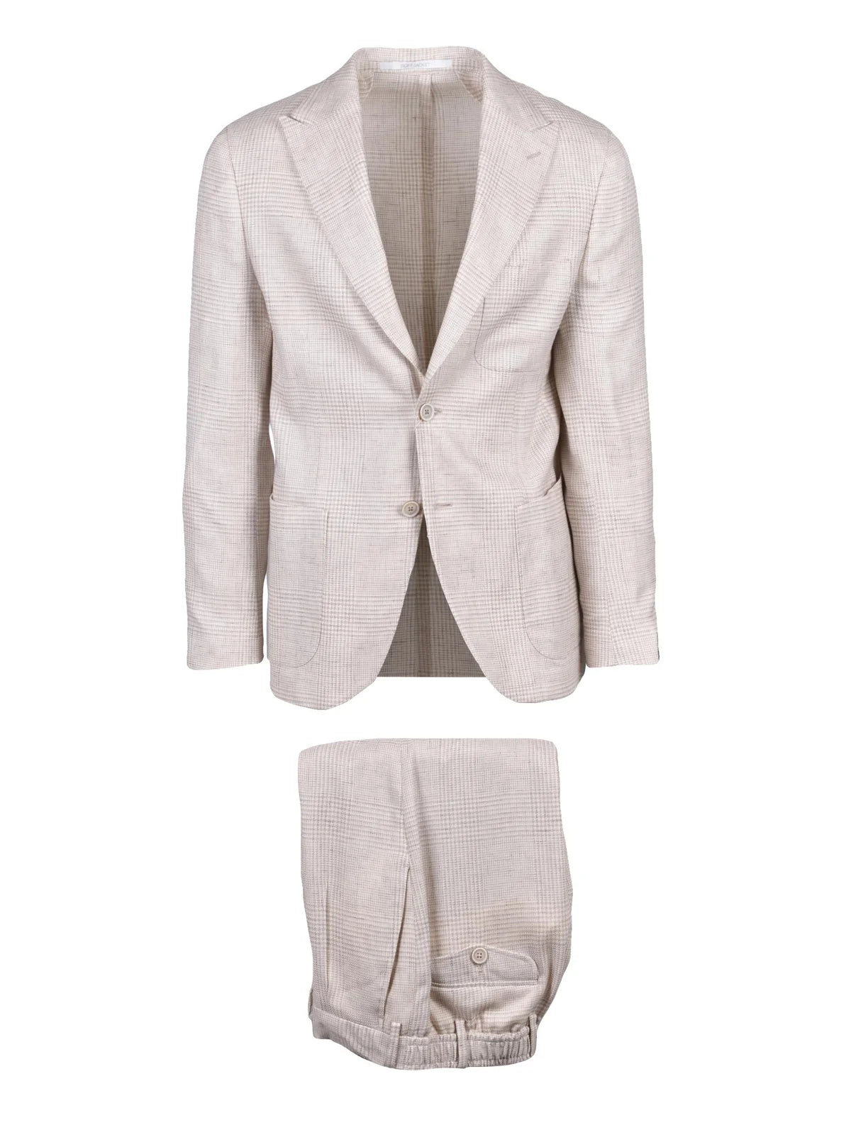 Beige Linen Wool Silk Jacket Trousers Set