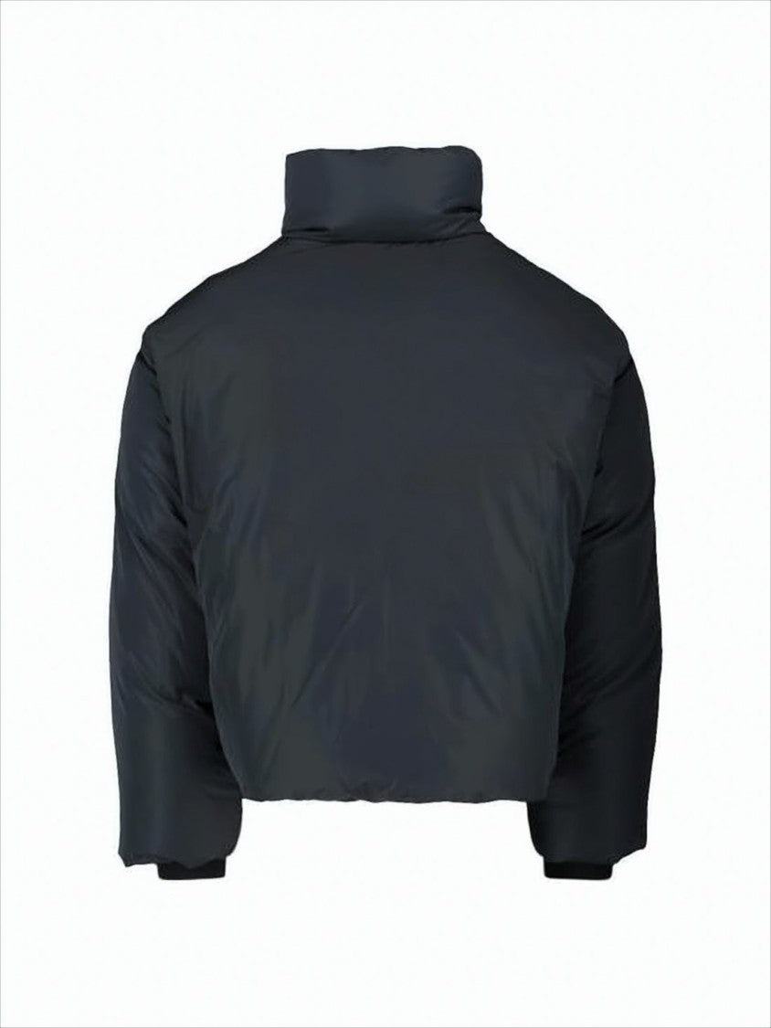 Cropped Padded Jacket With High Collar And Embroidered Detail
