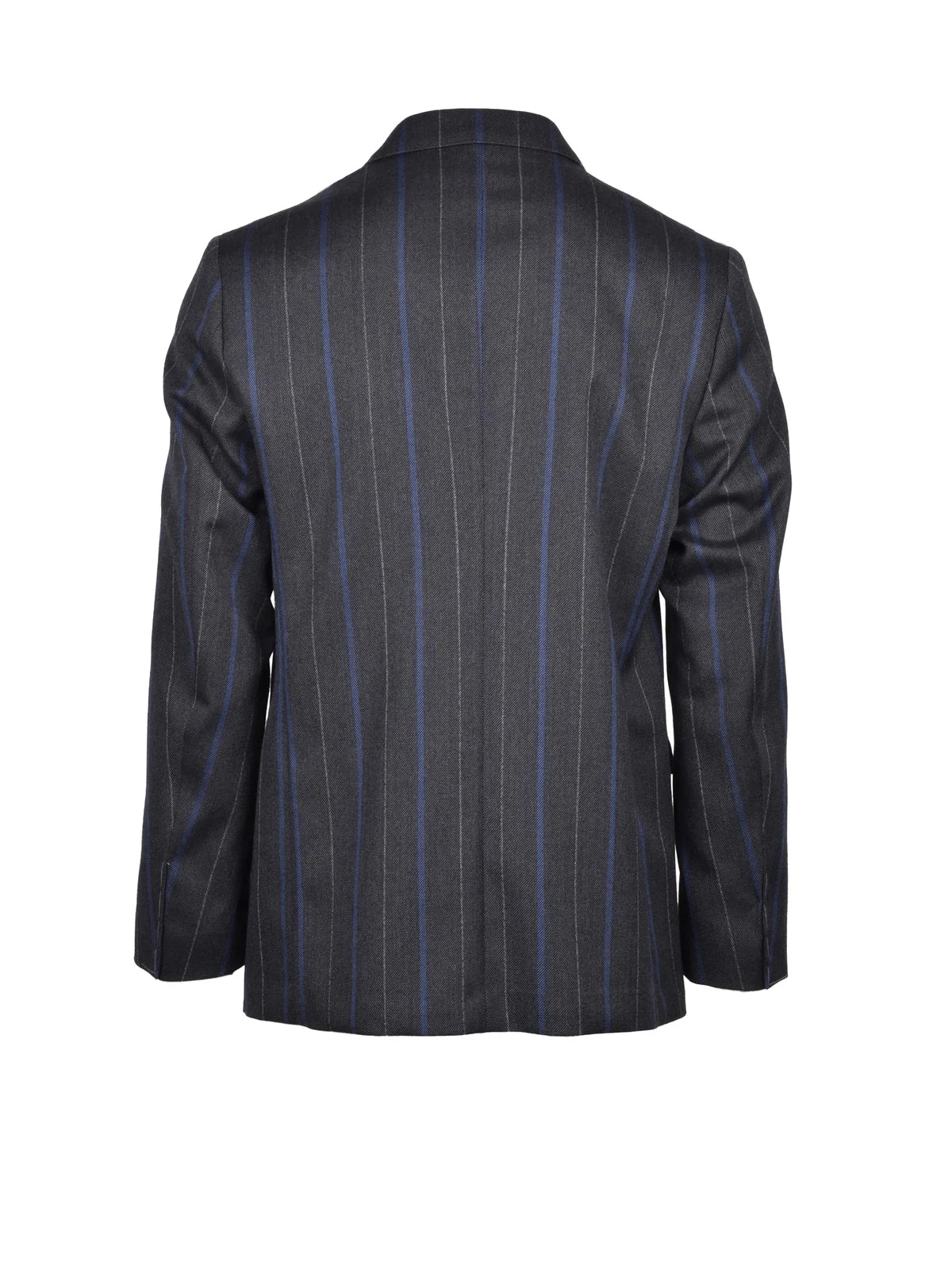 Grey Blue Men Virgin Wool Double-Breasted Suit