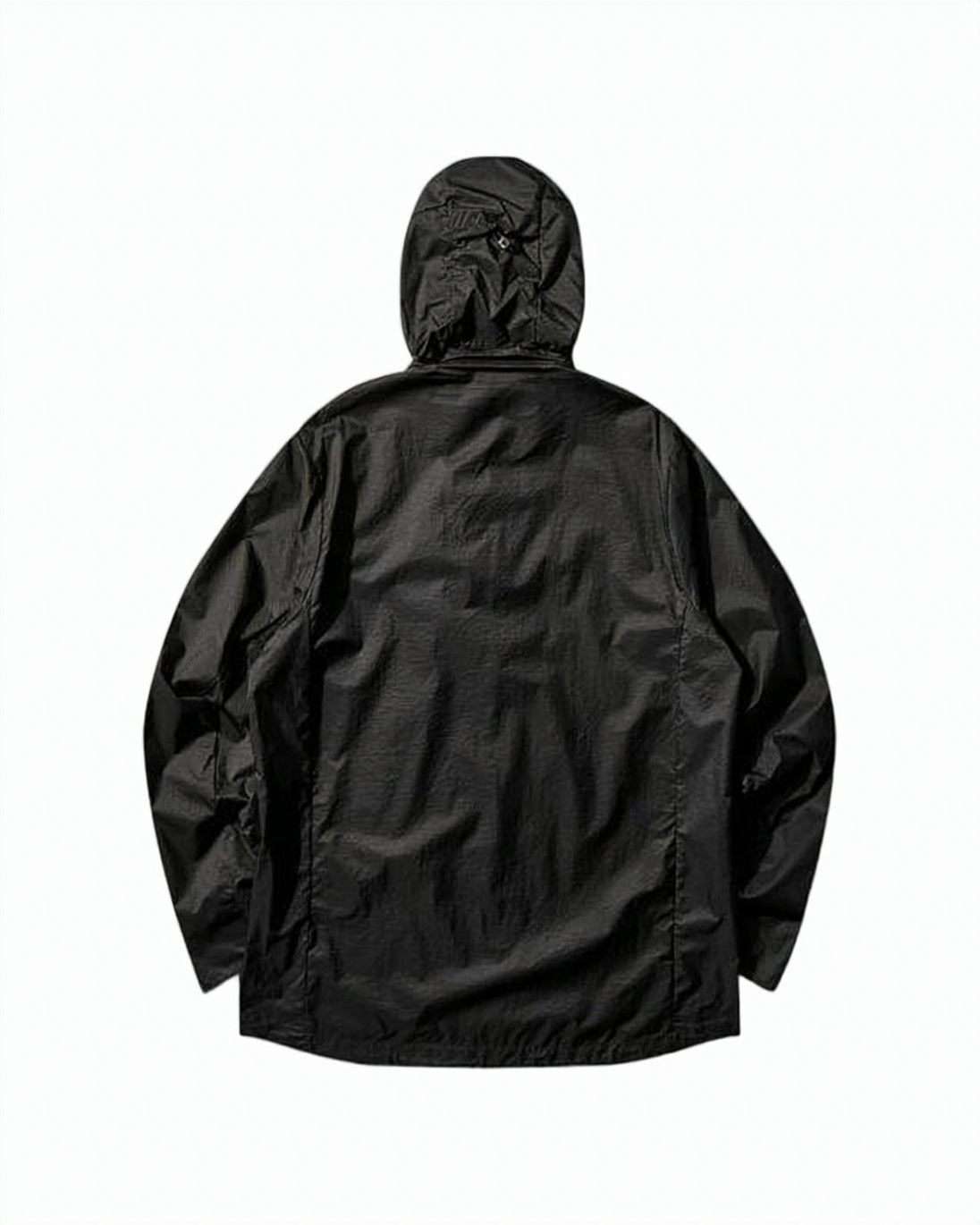 Minimalist Black Full-Zip Jacket With Hood And Zippered Pocket