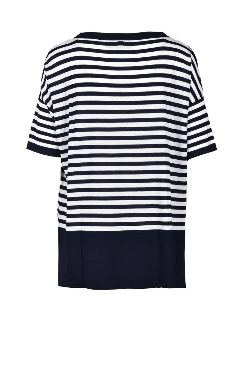 Viscose/Polyamide/Silk Knit Top - Blue/White