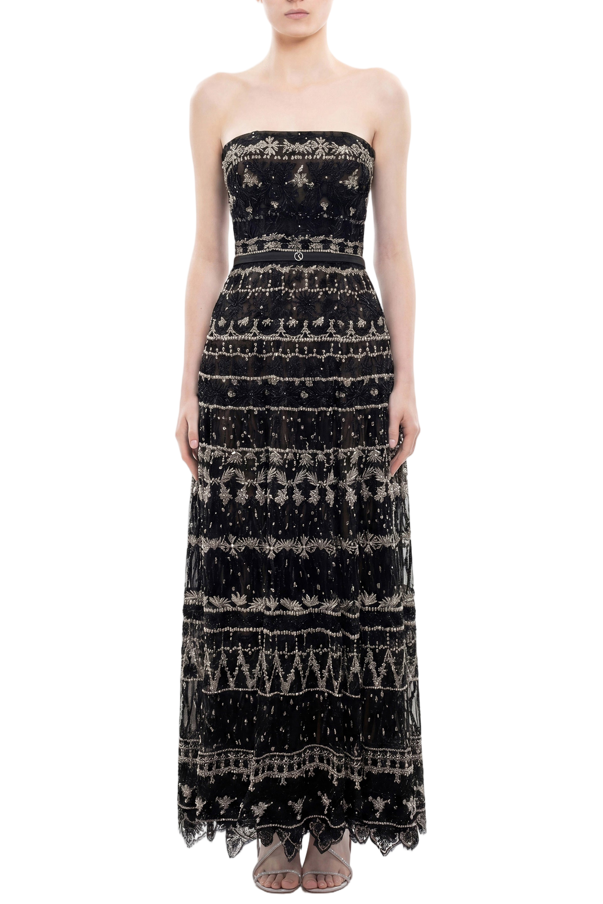 Strapless Beaded Tulle Dress