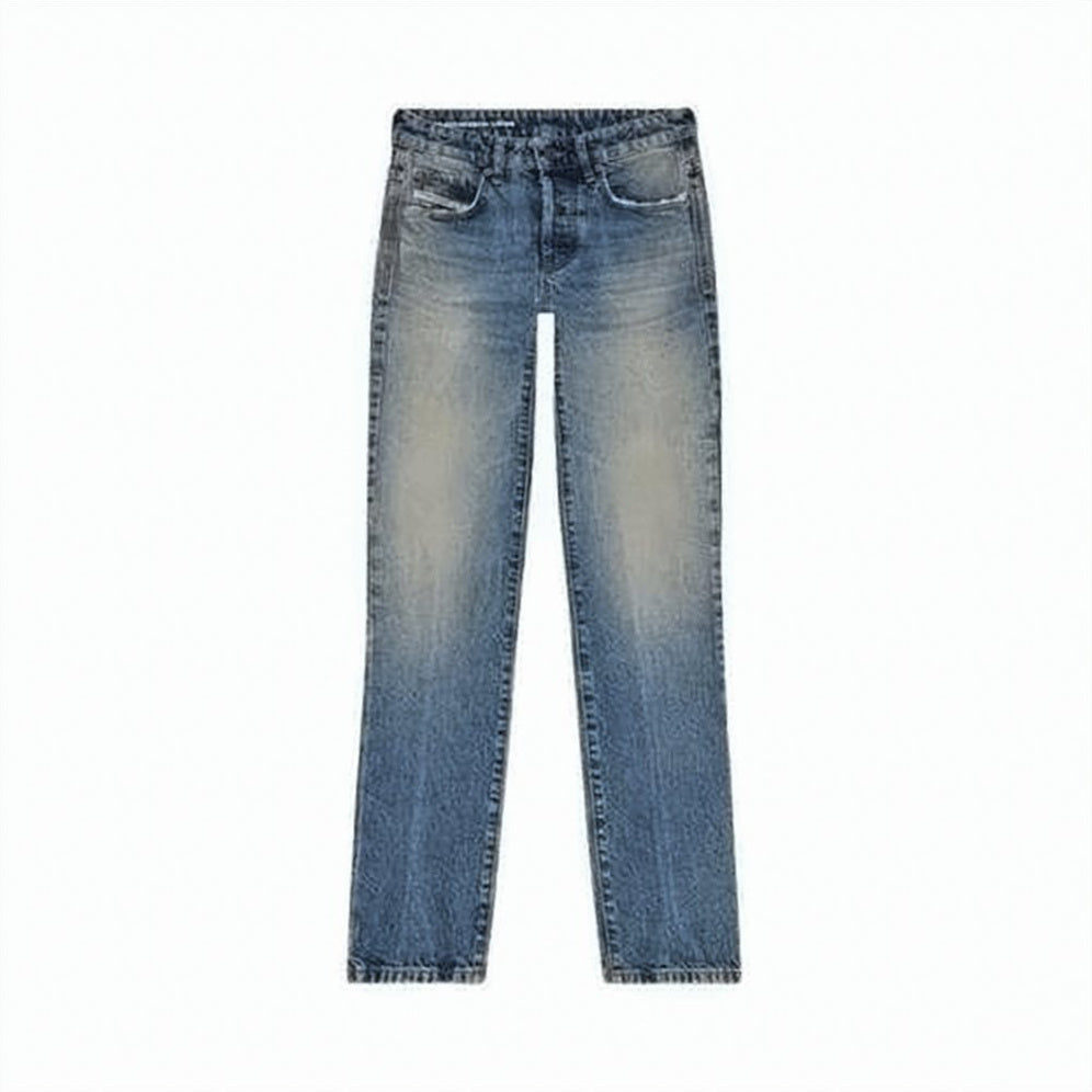 Straight-Leg Denim Pants with Vintage Wash Effect