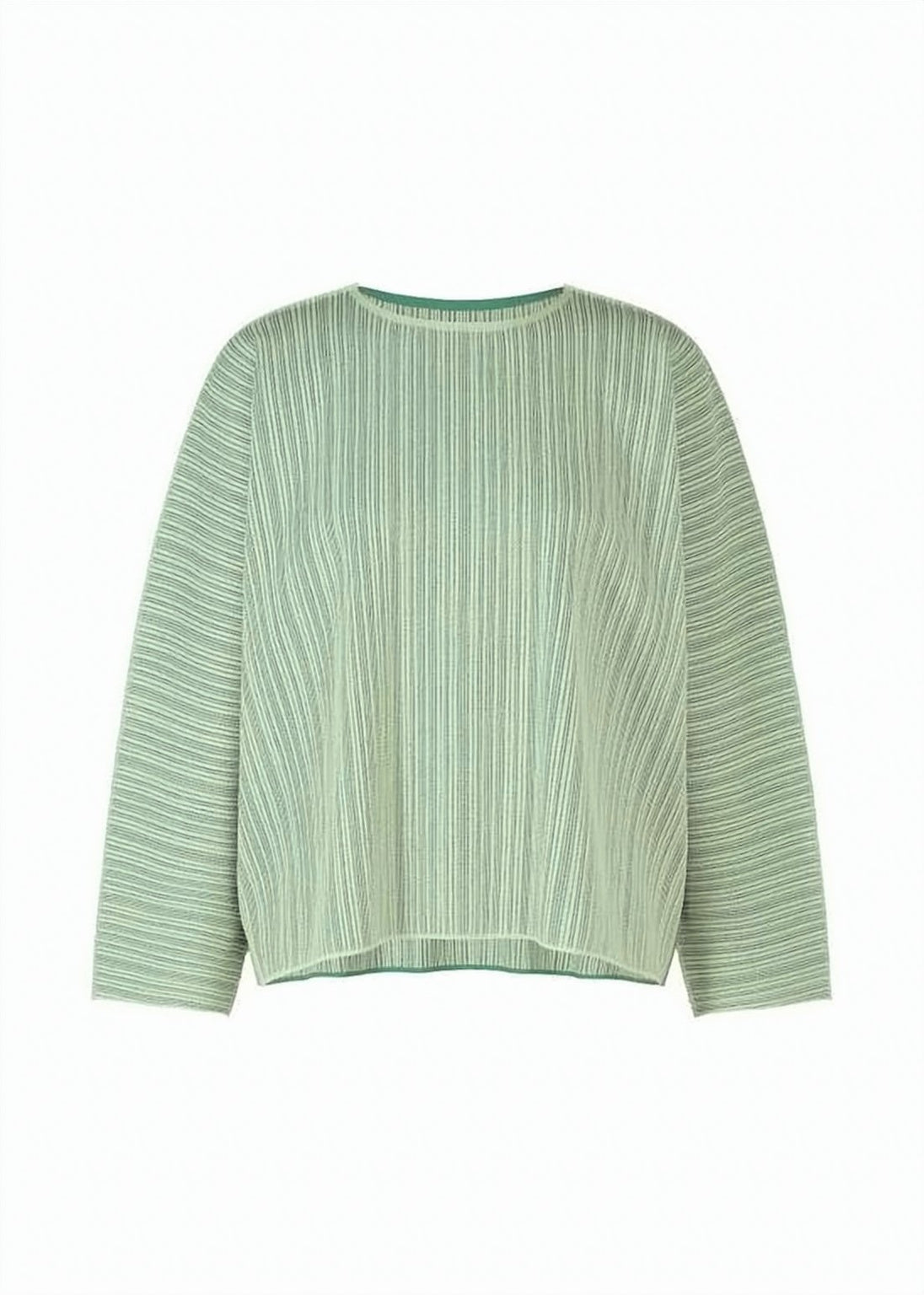 Pleated Textured Long-Sleeved Top
