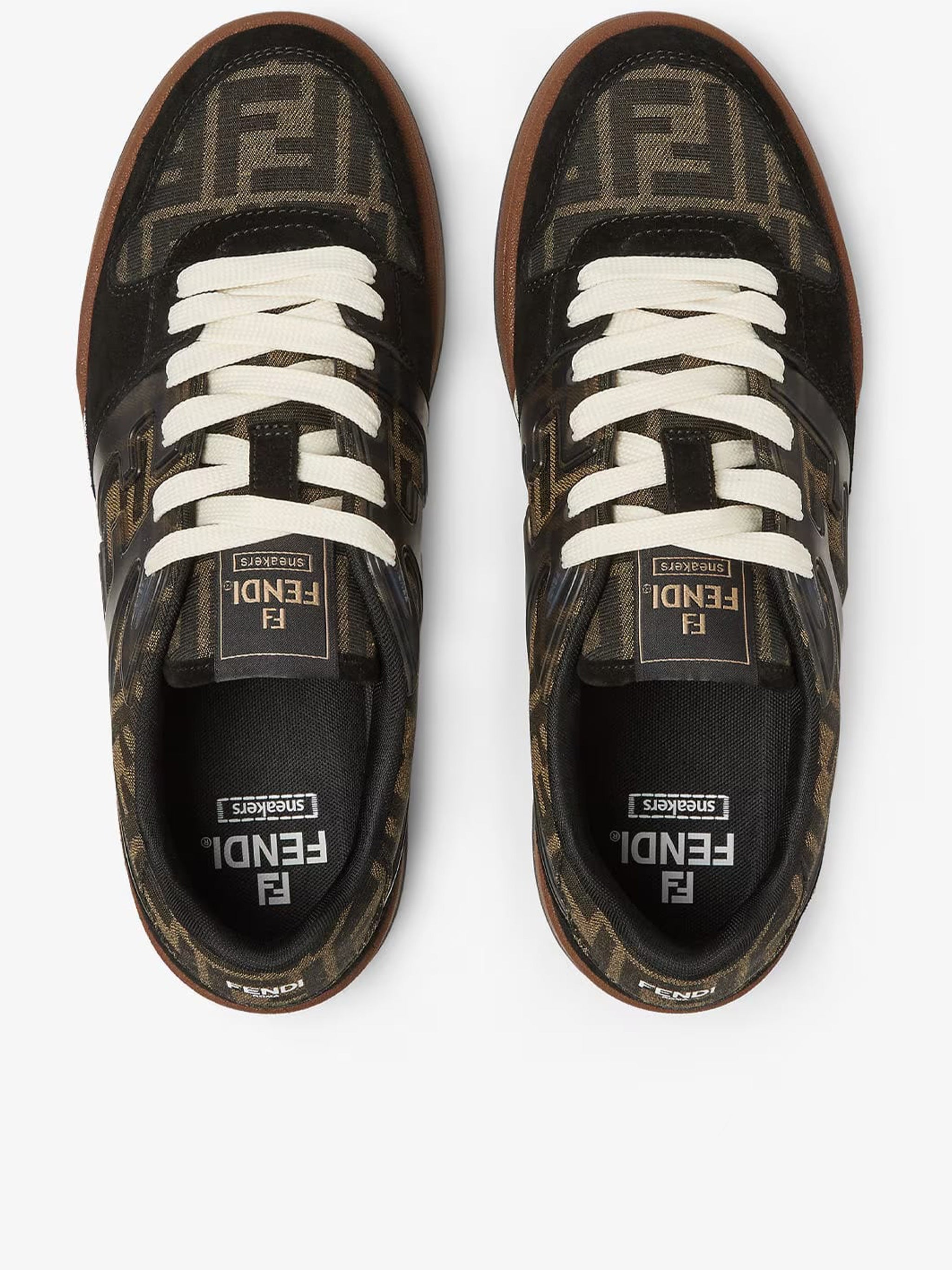 Dark Brown Monogram Suede Low-Top Sneakers