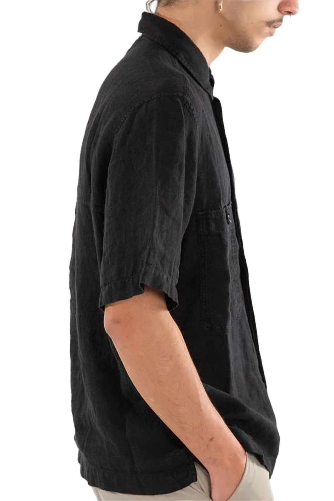 Short-Sleeve Linen Shirt with Classic Collar