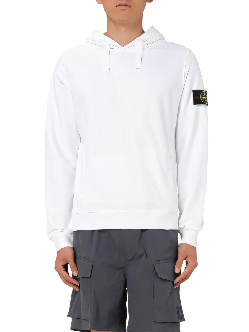 White Hoodie With Logo Patch