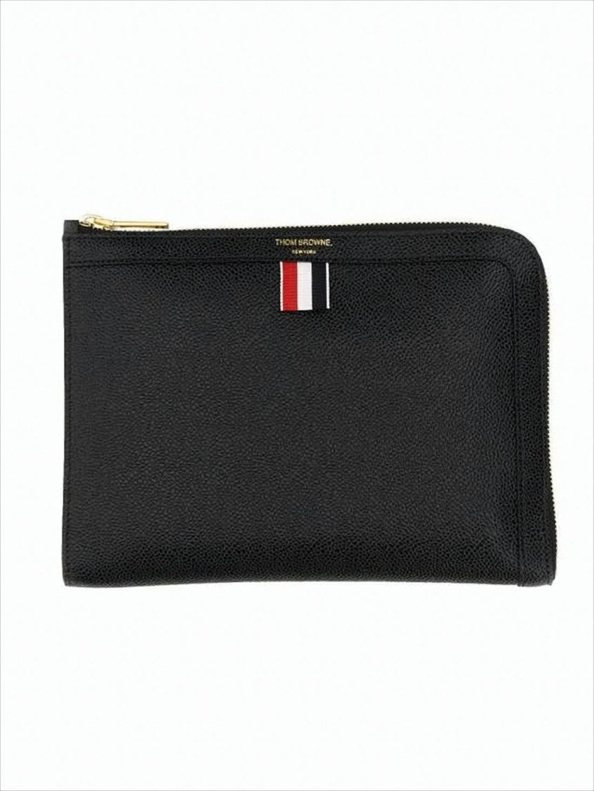 Textured Calf Leather Clutch with Zip-Around Closure