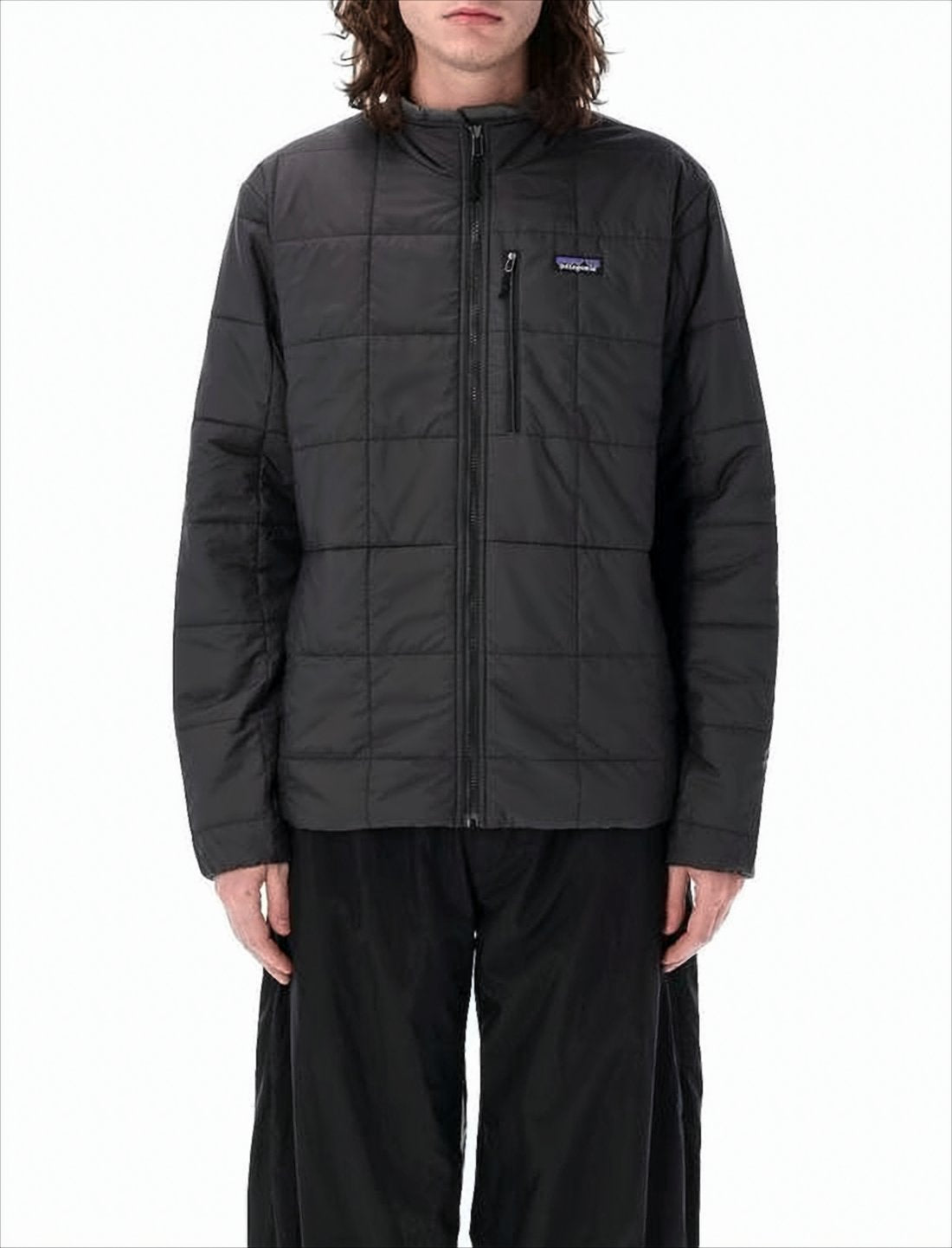 Quilted Black Padded Jacket with Stand Collar