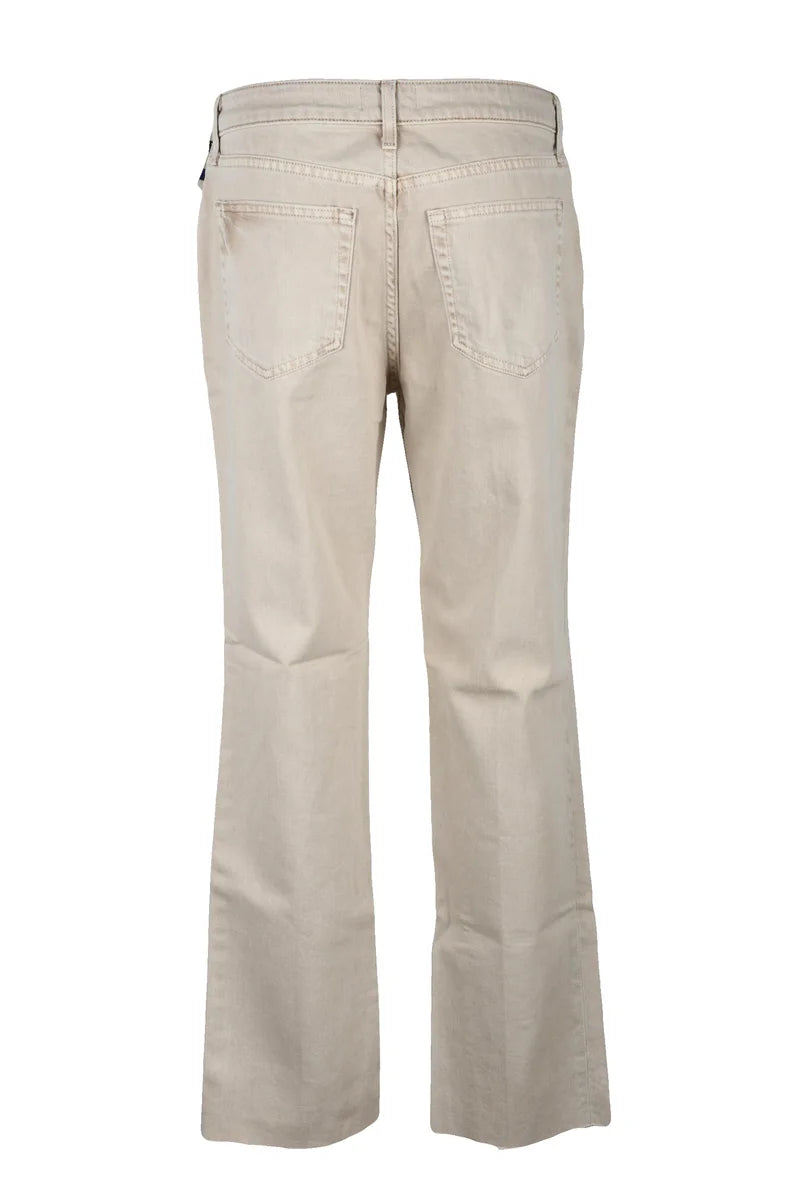 Beige Structured Cotton Jeans