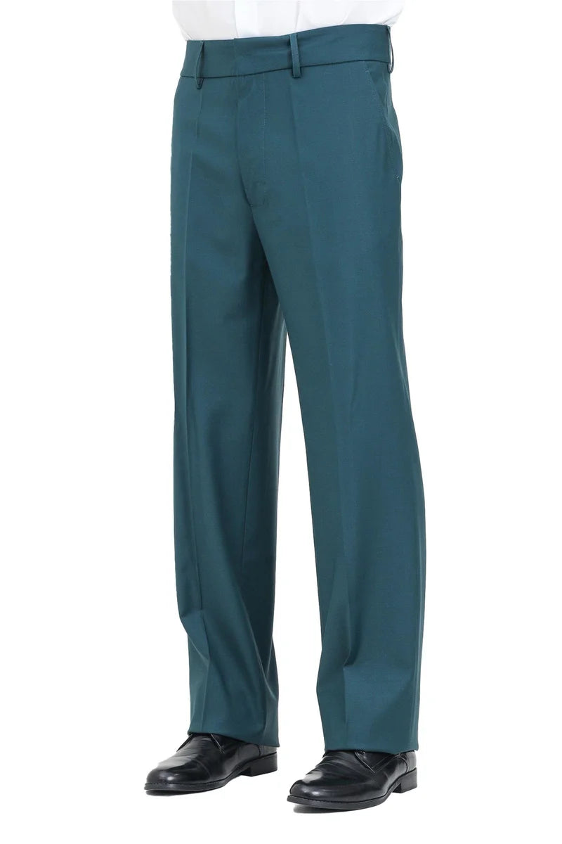 Virgin Wool Stretch Pants - Forest Green