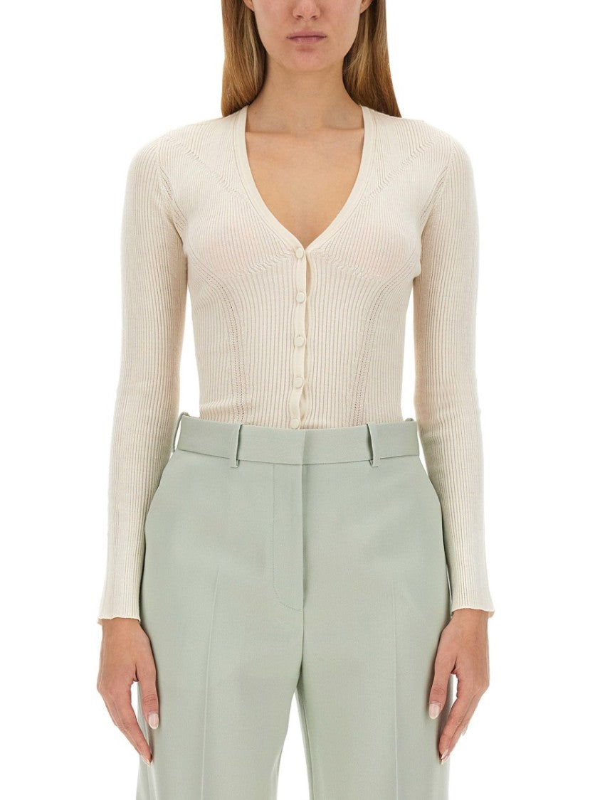 Fitted V-Neck Cardigan In Blend