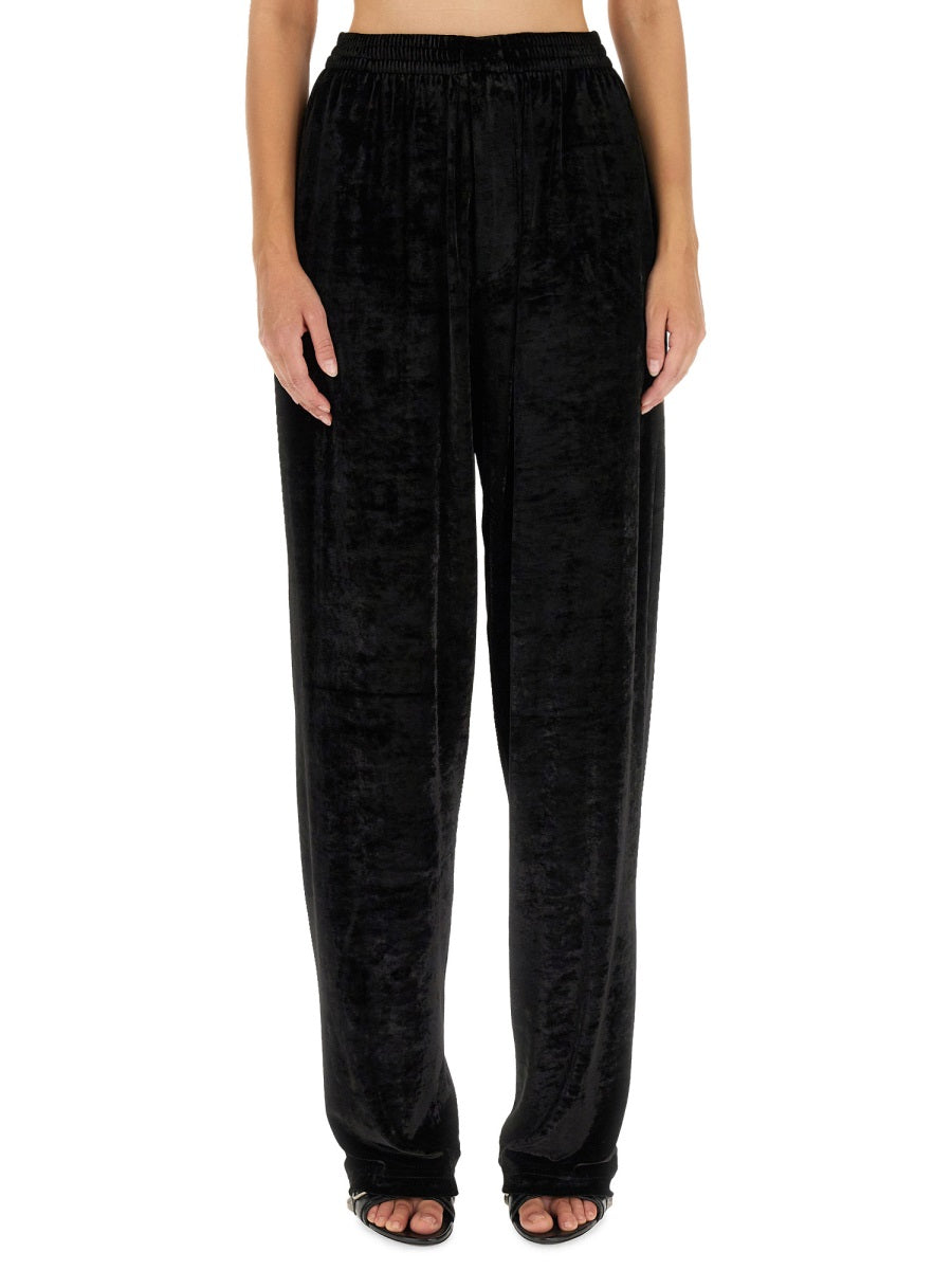 Wide Leg Black Baggy Pants With Elasticated Waistband