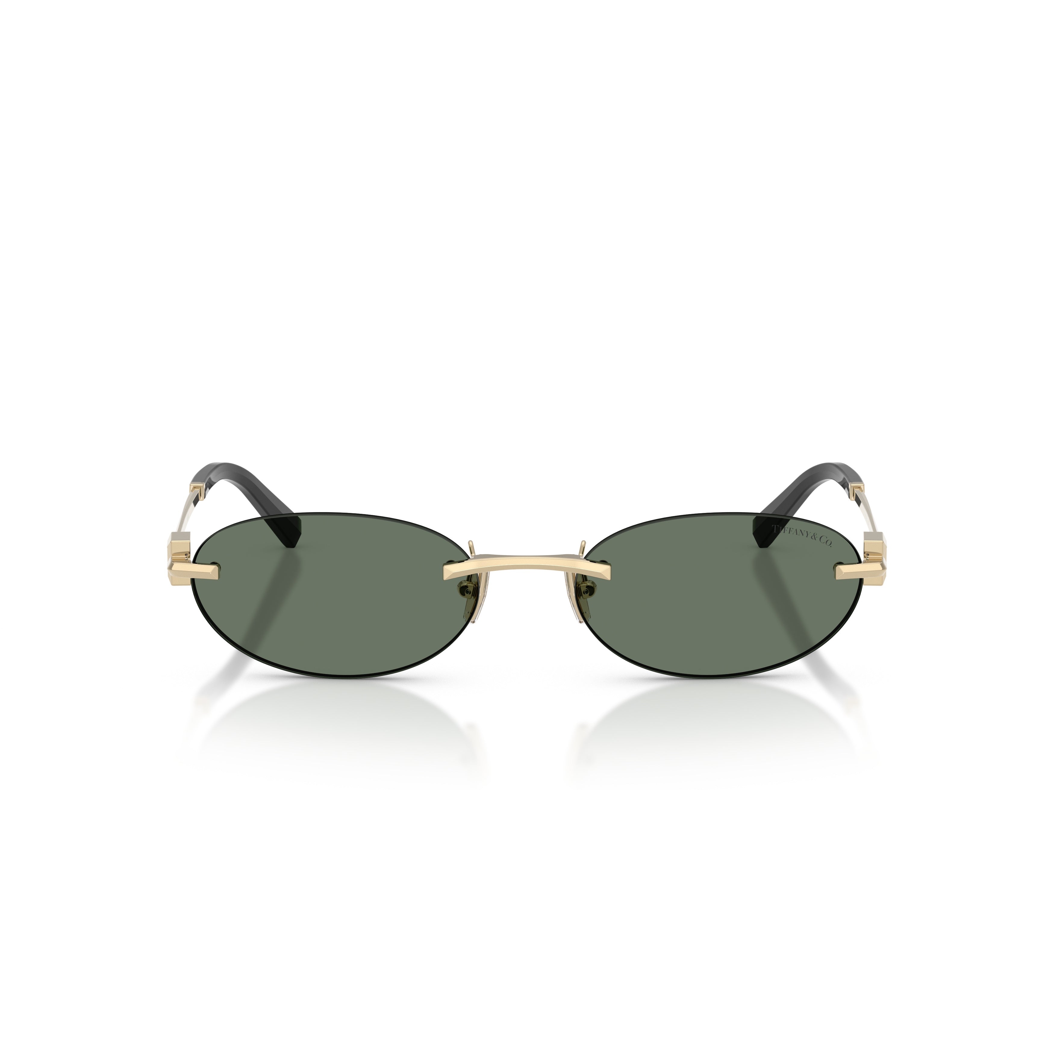 Oval Lens Sunglasses With Gold-Tone Metal Frame