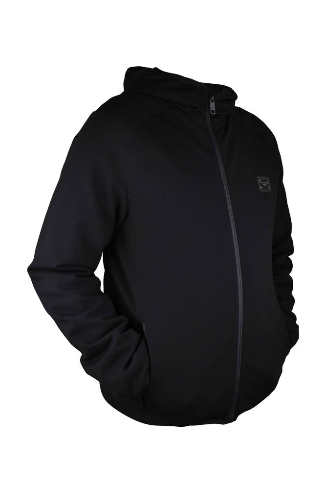 Hooded Black Vest In Stretch Technical Jersey