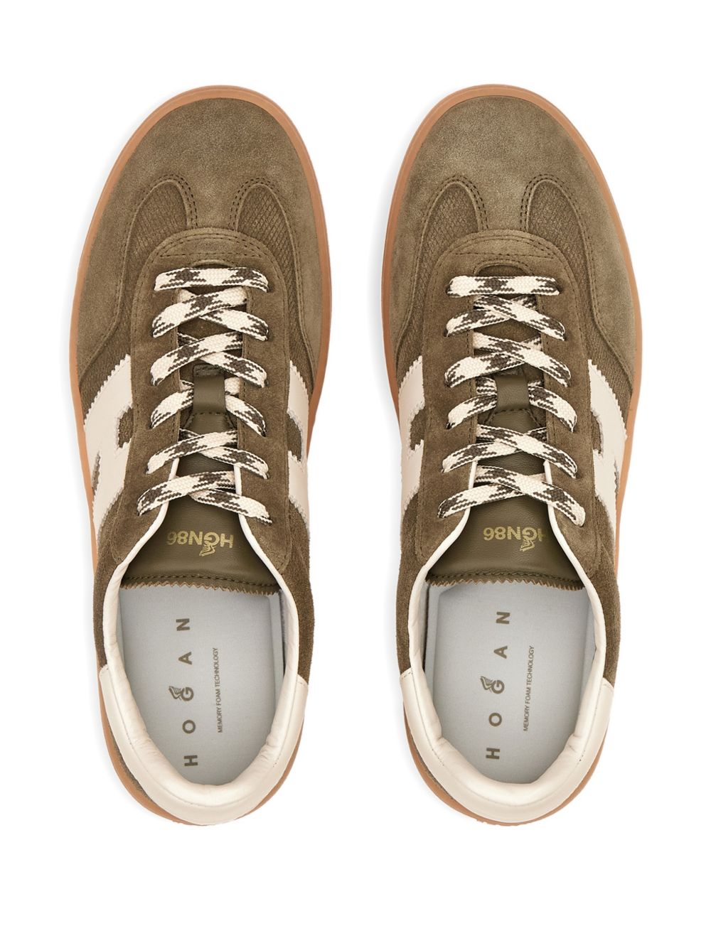 Low-Top Sneakers with Textured Olive Green Upper