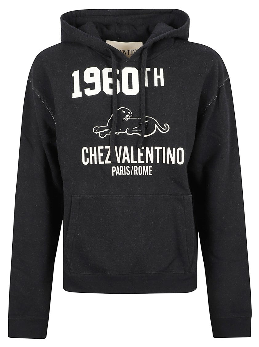 Graphic-Print Drawstring Hoodie With Vintage Text