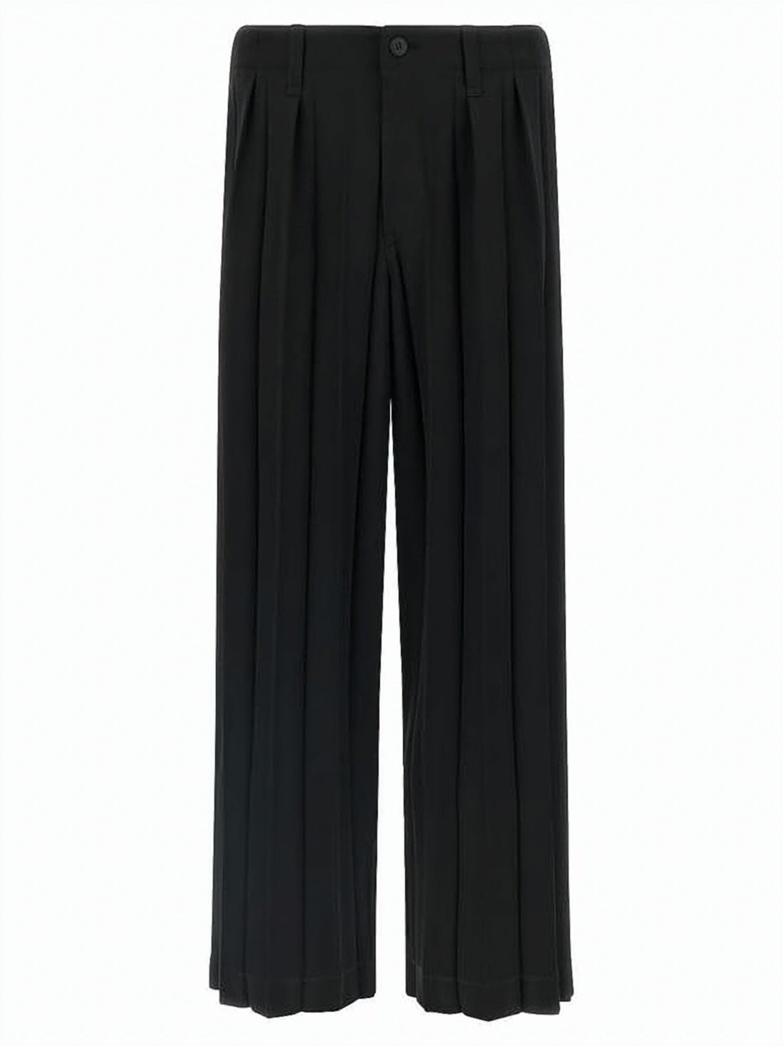 Wide-Leg Pants with Vertical Pleats and Structured Design