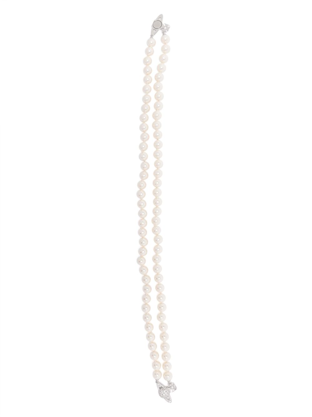 Double-Strand Pearl Necklace With Crystal Embellishments