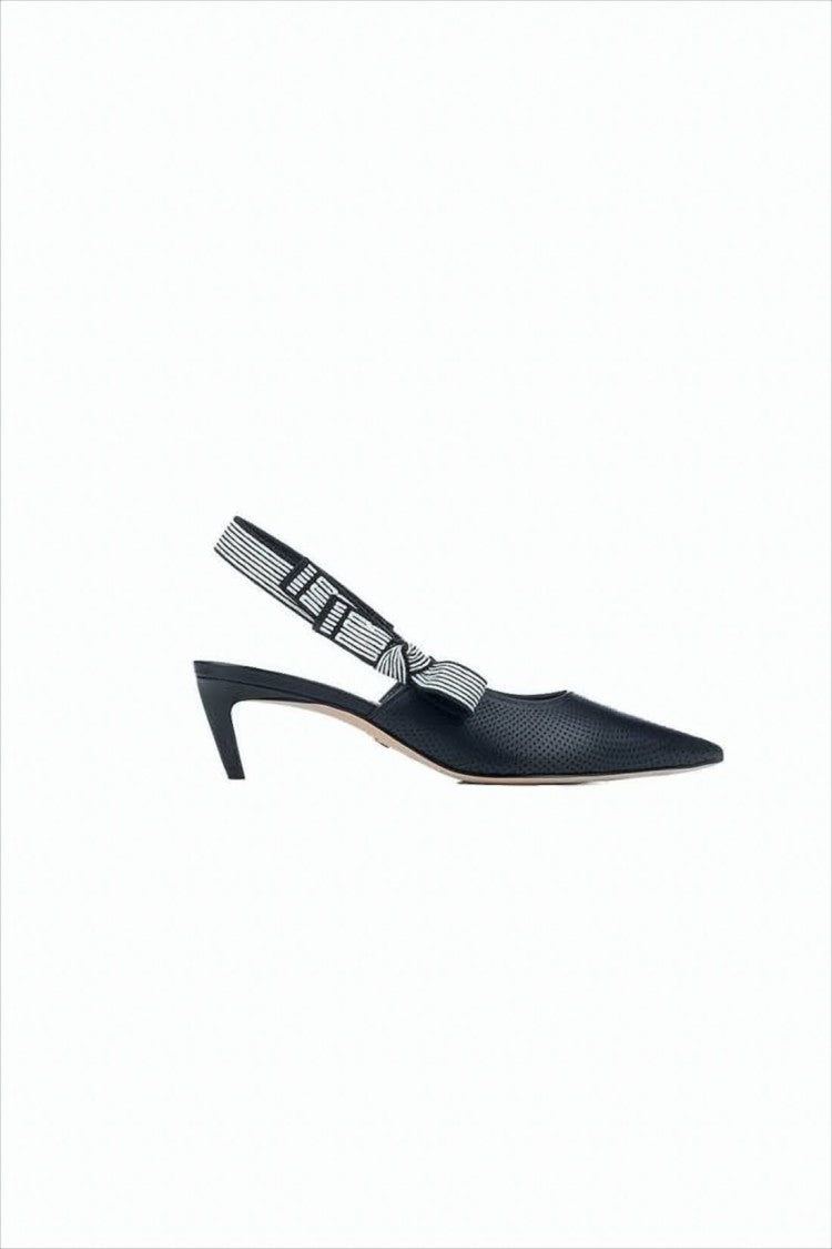 Perforated Leather Pump With Slingback Strap