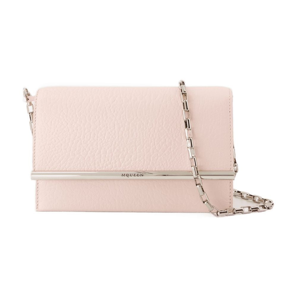 Mini Cross Bar Purse - Leather - Pink/Silver