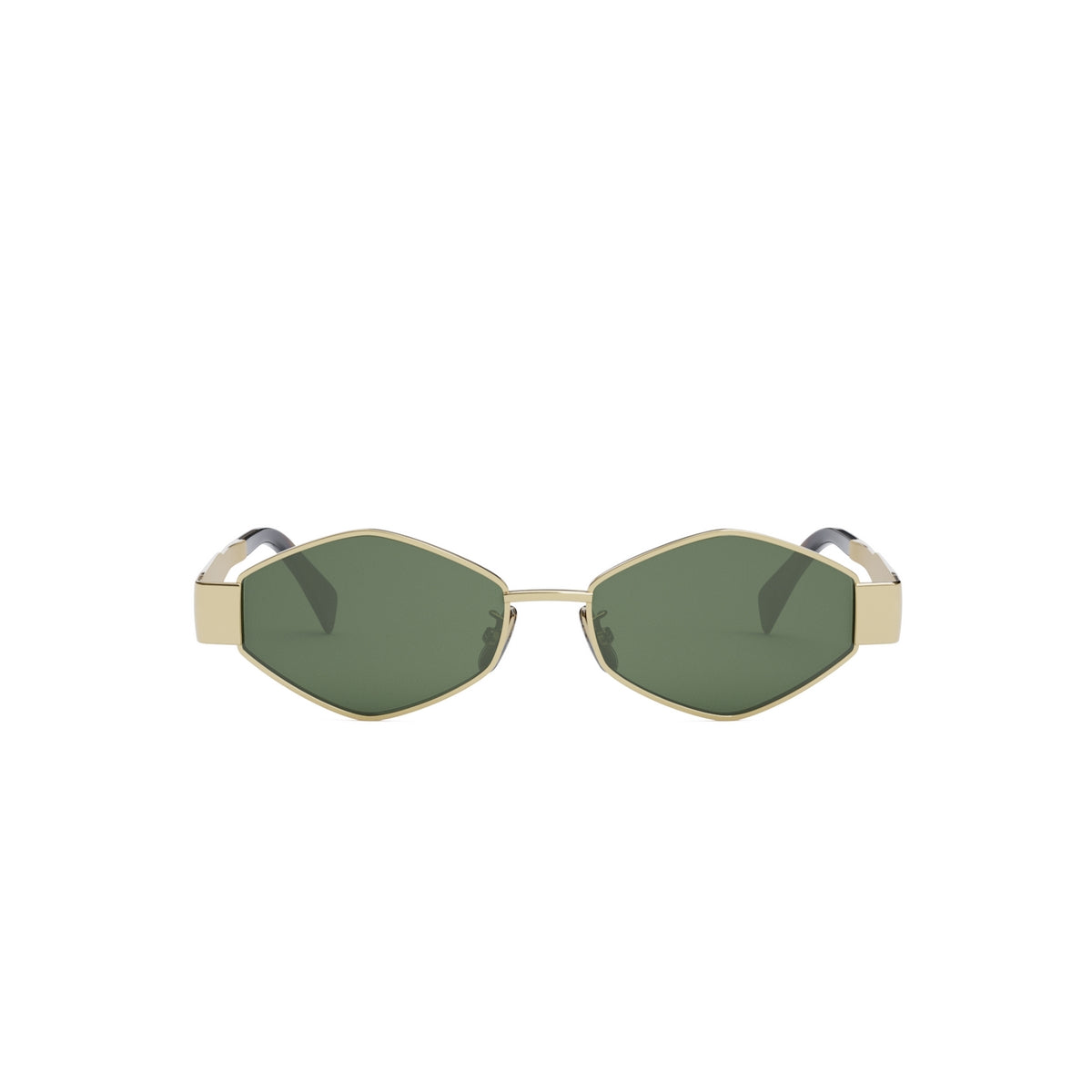 Hexagonal Geometric Sunglasses with Polished Gold Frame