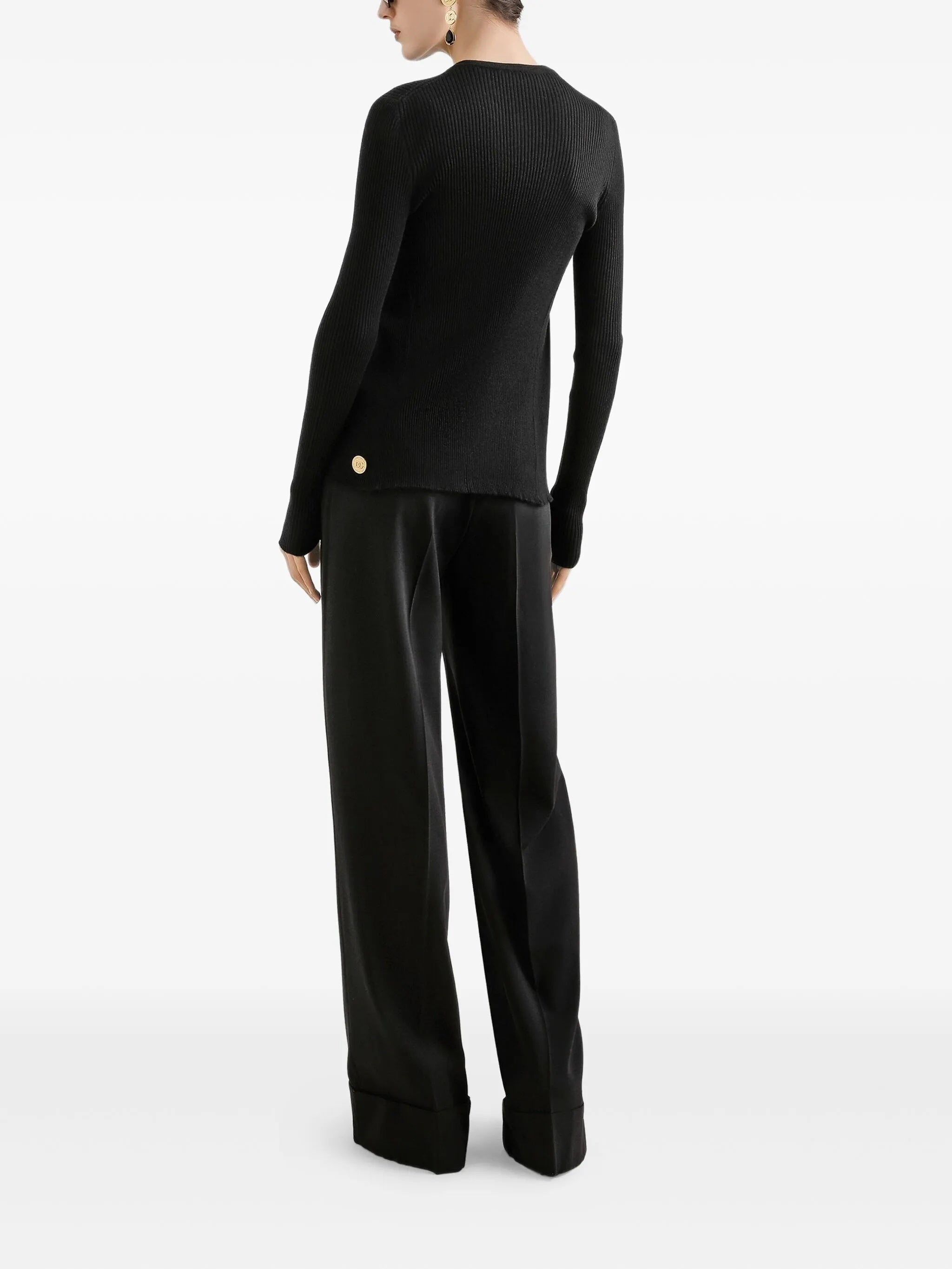 High-Waisted Wide-Leg Tailored Wool Trousers