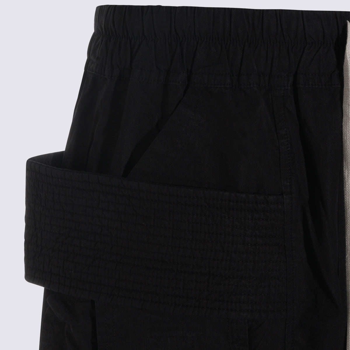 Black Cotton Creatch Wide Cargo Pants