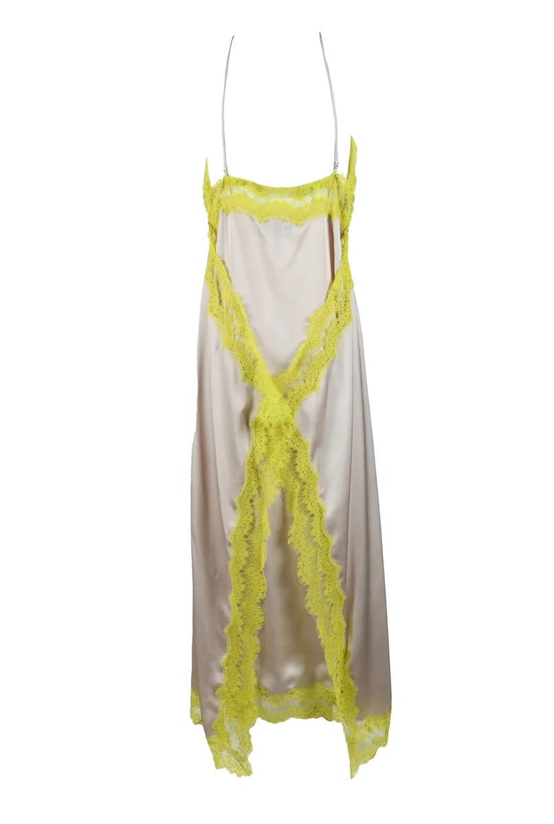 Long Slip Dress - Beige/Yellow
