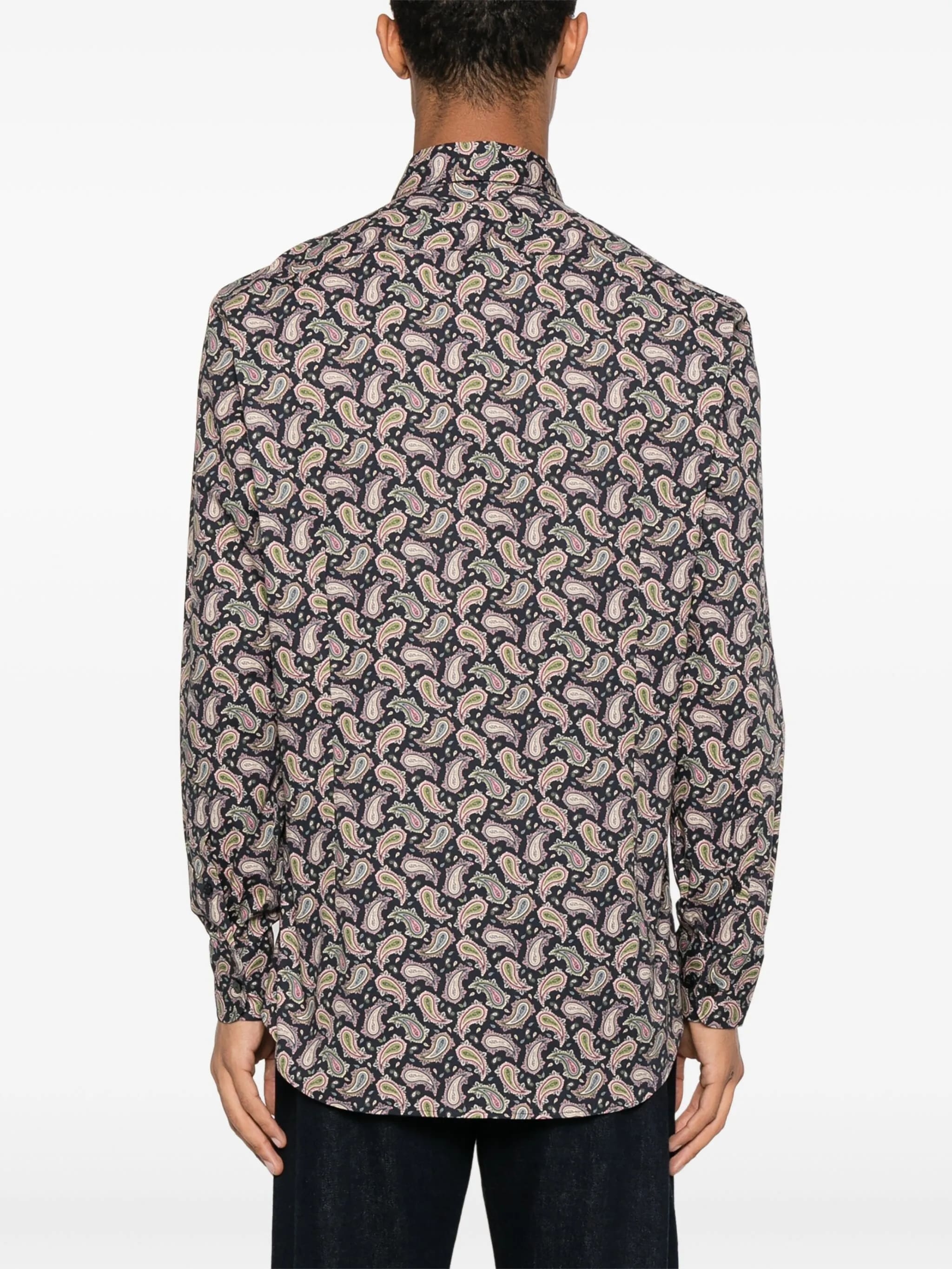 Roma Tailored Black Paisley Cotton Shirt