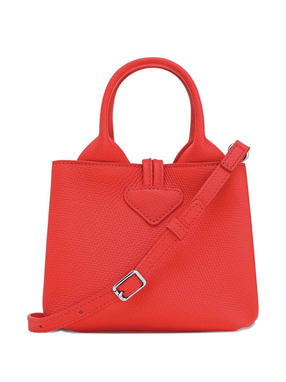 Structured Red Handbag With Silver-Tone Clasp