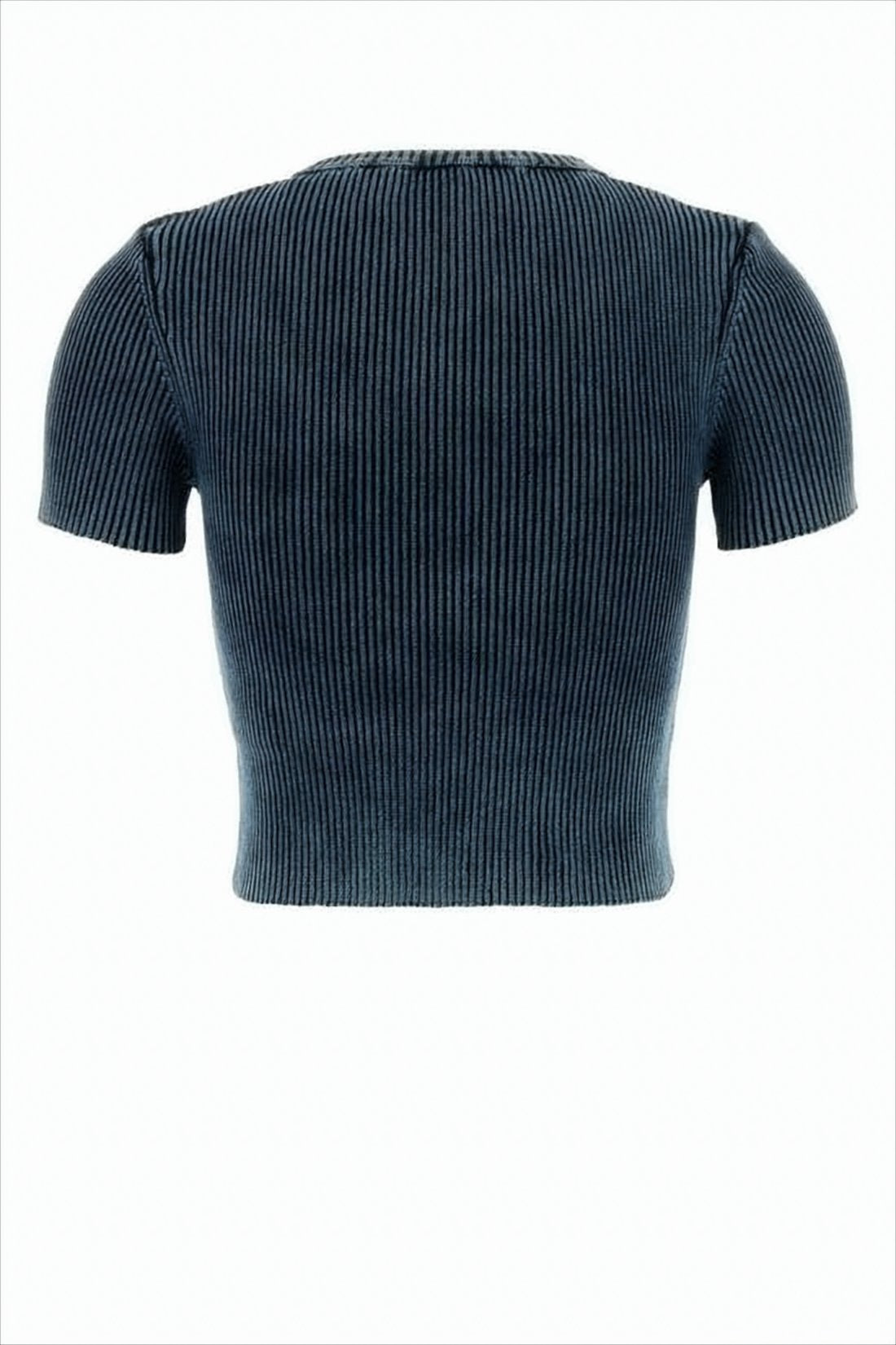 Ribbed Knit Cropped Sweater With Round Neckline