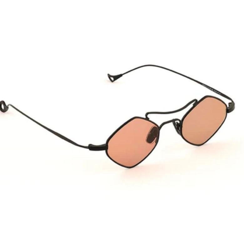 Medici C.6-68 Geometric Black Sunglasses with Pink-Tinted Lenses