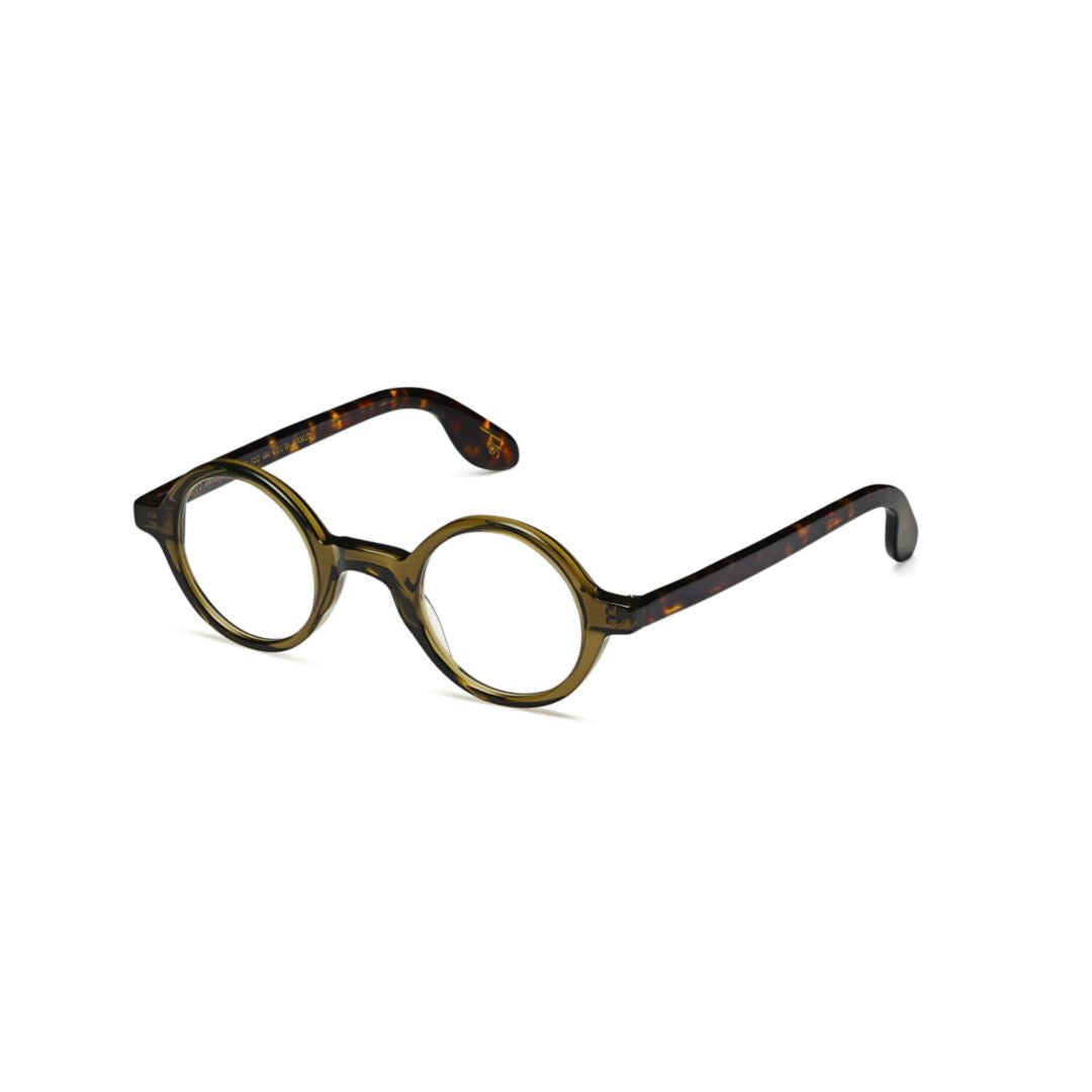 Or-Zol-O Zolman Translucent Olive Green Round Frame Eyeglasses
