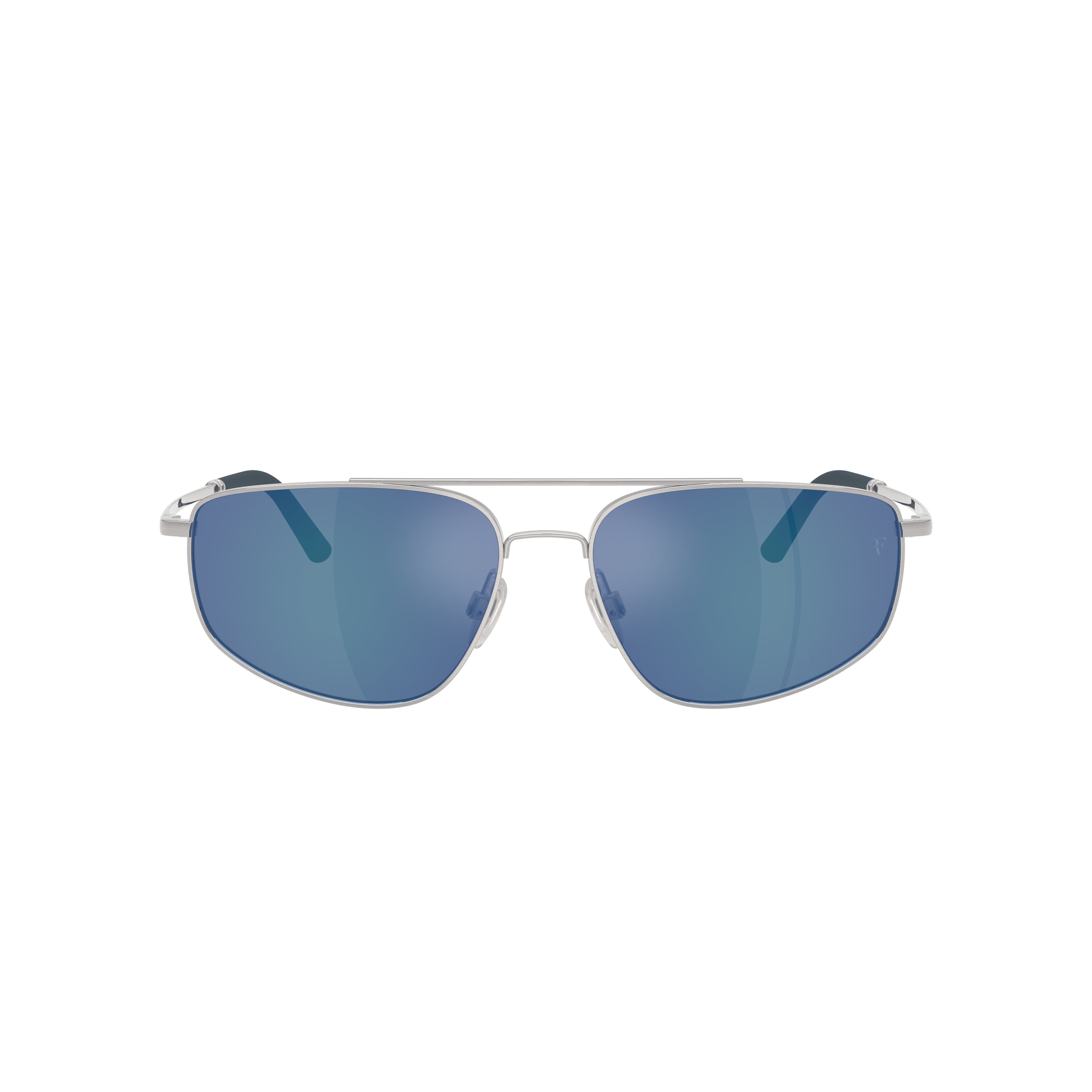 0ov1361s Reflective Blue Lenses with Polished Silver Frame Sunglasses