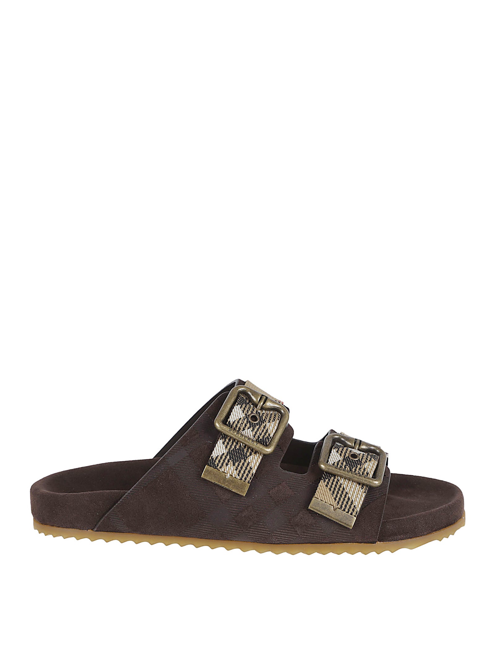 Double-Buckle Slide Sandals