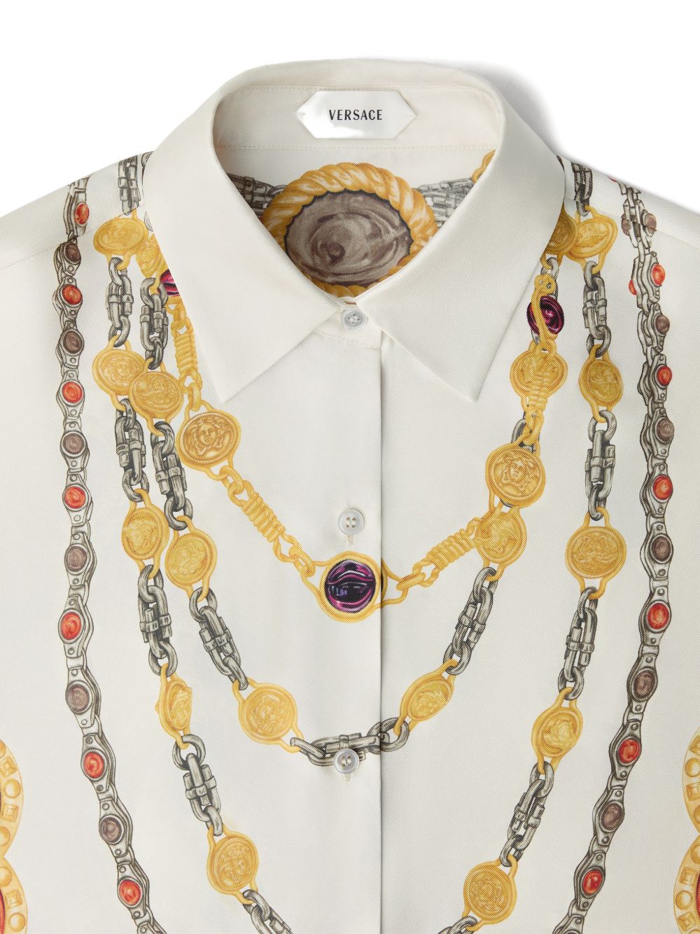 Silk And Nylon Top With Intricate Chain Medallion Prints