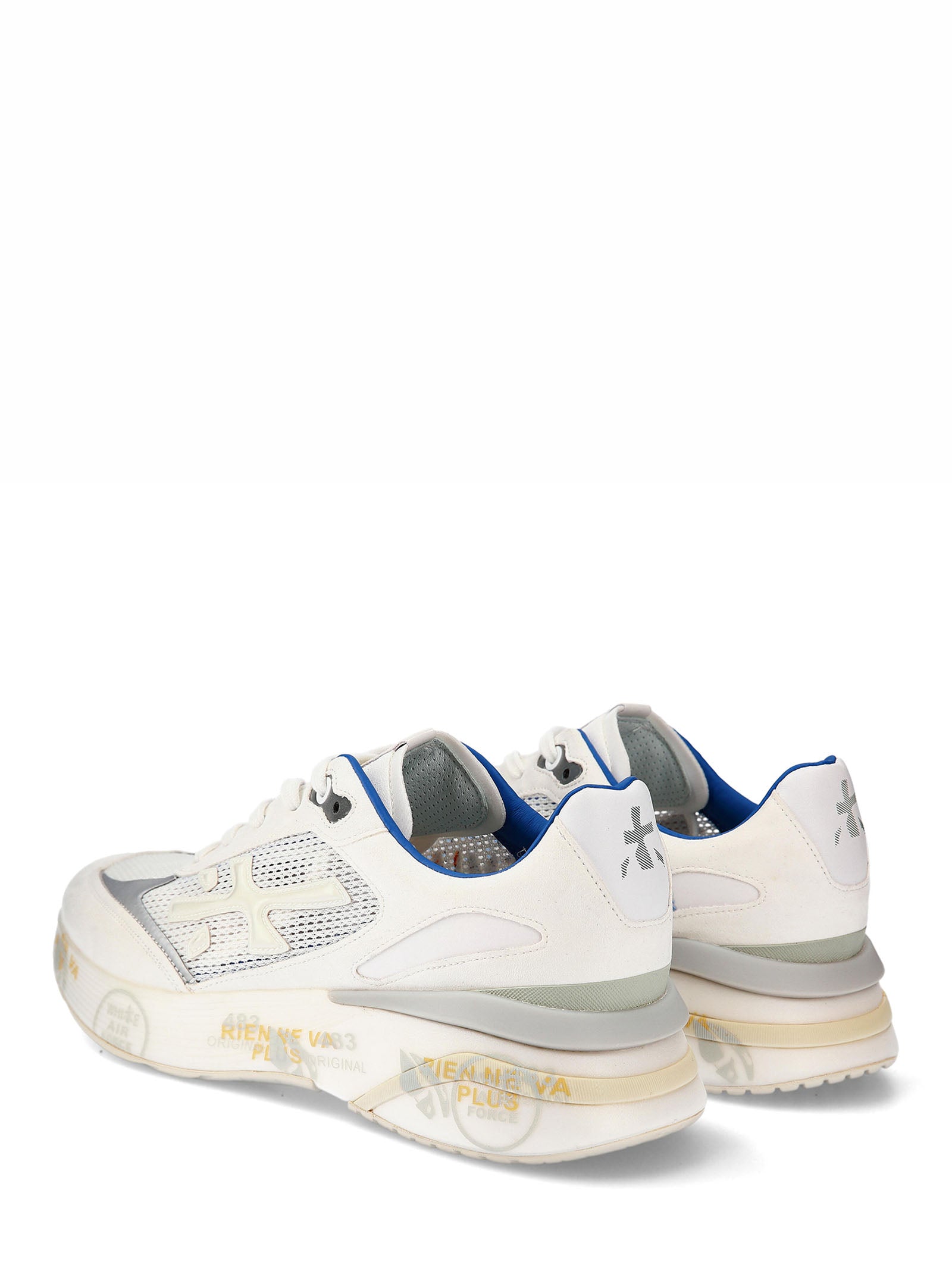 Technical Fabric Suede White Round-Toe Sneakers