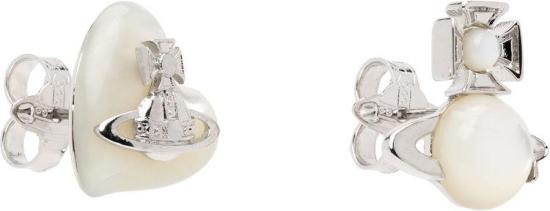 Polished Oval Earrings with Metallic Emblem