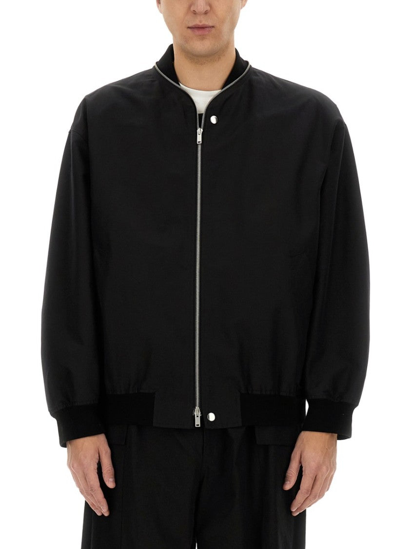 Oversized Cotton Bomber Jacket With Ribbed Cuffs