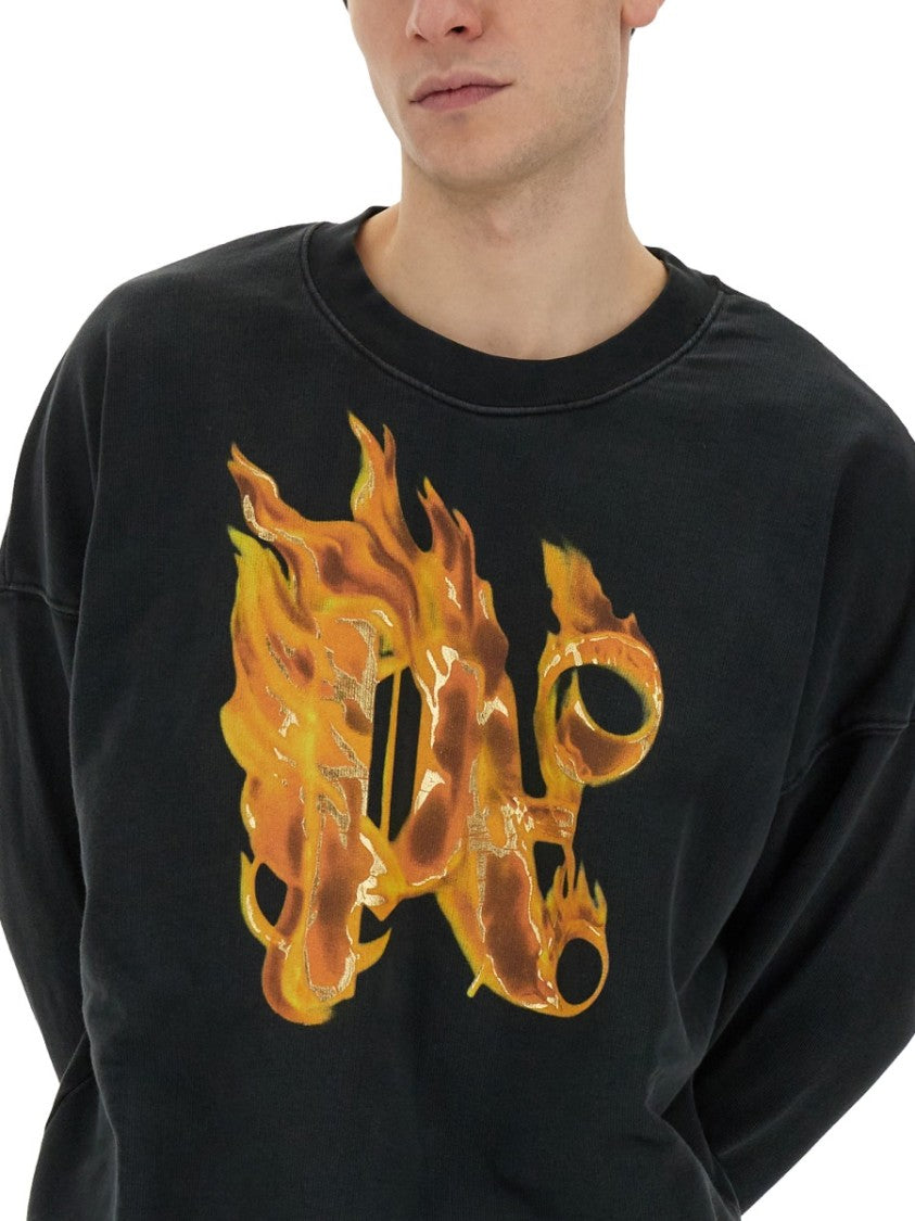 "Burning Monogram" Print Sweatshirt