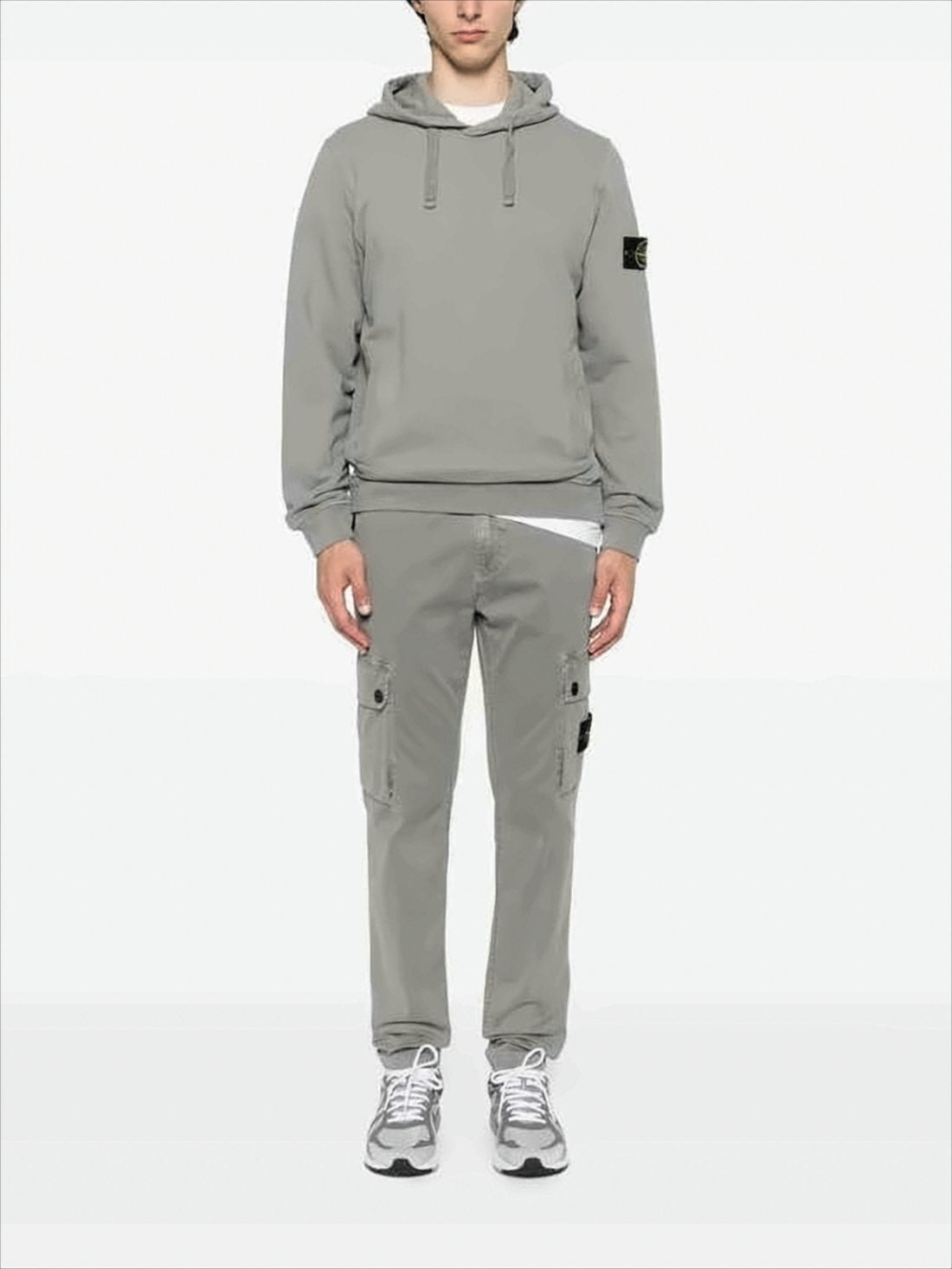 Relaxed Fit Grey Hooded Sweatshirt With Drawstring
