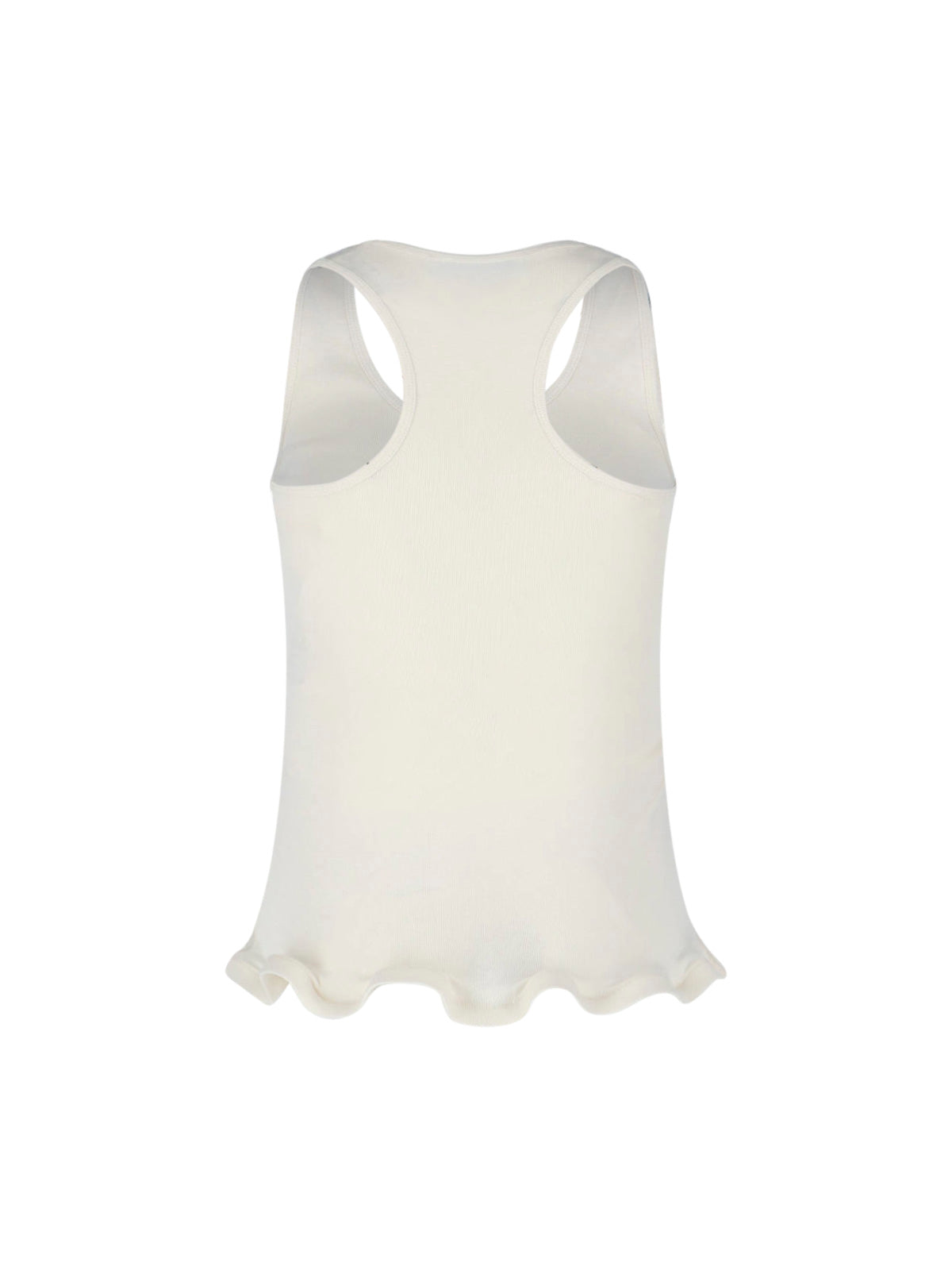Cream Ruffle Hem Cotton Tank Top