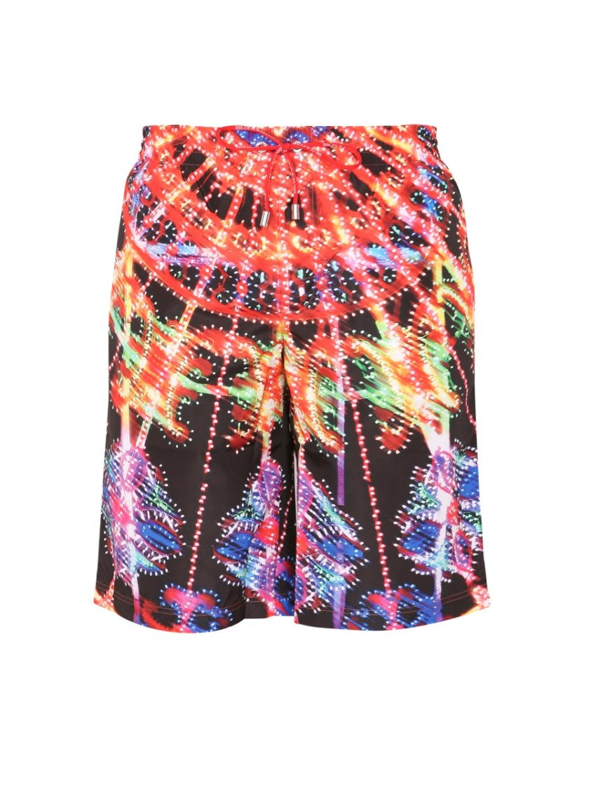 Long Swim Shorts With Abstract Pattern