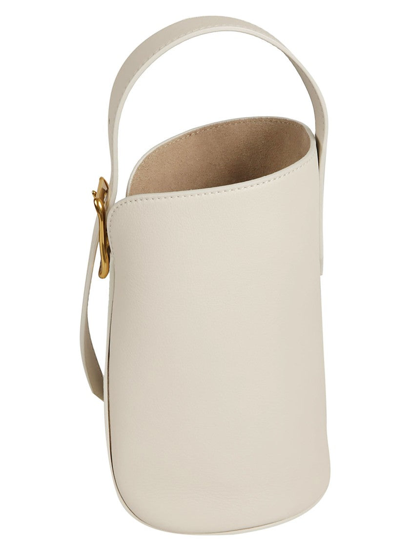 Structured White Cowhide Leather Handbag