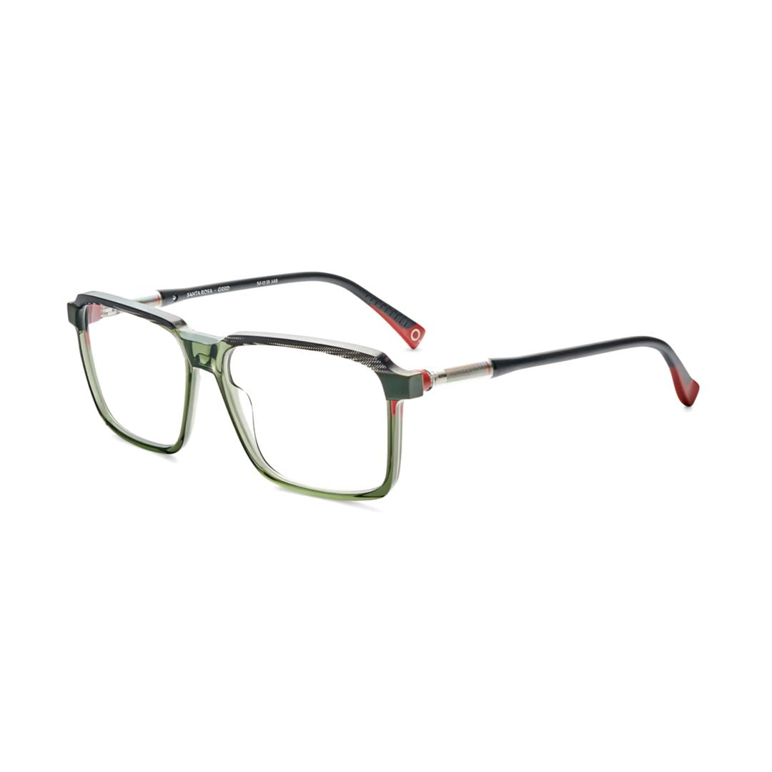 Santa Rosa Translucent Olive Green Rectangular Frame Eyeglasses with Textured Temples